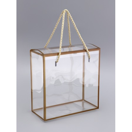 PET box with handles, gold, 20 x 20 x 9 cm