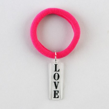 Hair elastic band with acrylic additional by element "Love", 4 cm