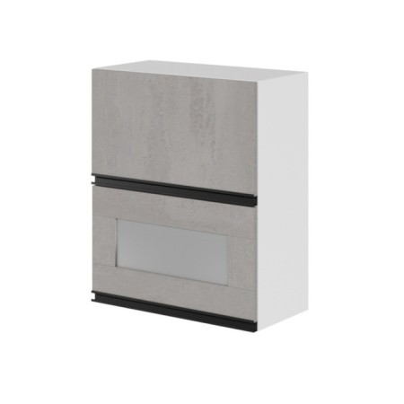Cabinet hinged with 2 lifting dv with glass suite 600x300x720 white/light concrete/anthracite