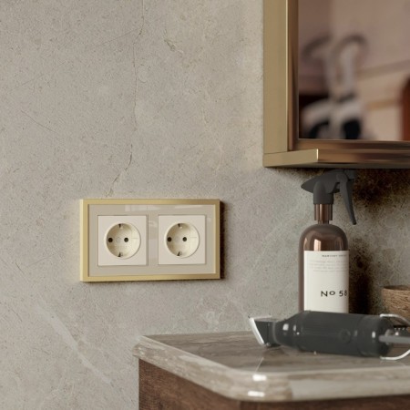 Frame W0022851, 2 Baguette sockets, ivory brass-1