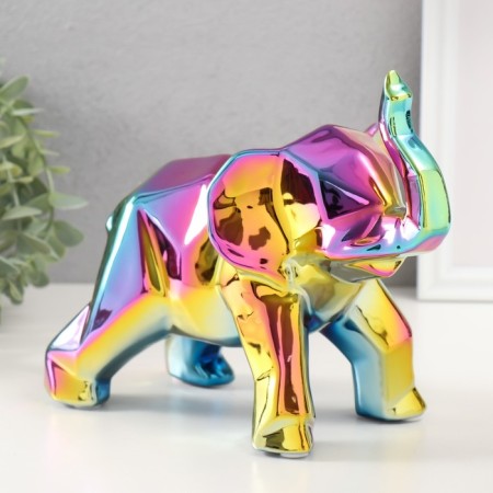 Souvenir Ceramics "Geometry. Elephant" Yellow Chameleon 11x26x18 cm-1