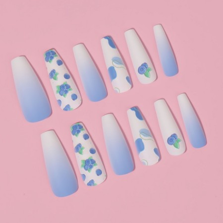 Inniches “Ink”, 12 pcs, with adhesive plates, ballerina shape, white/purple color-2