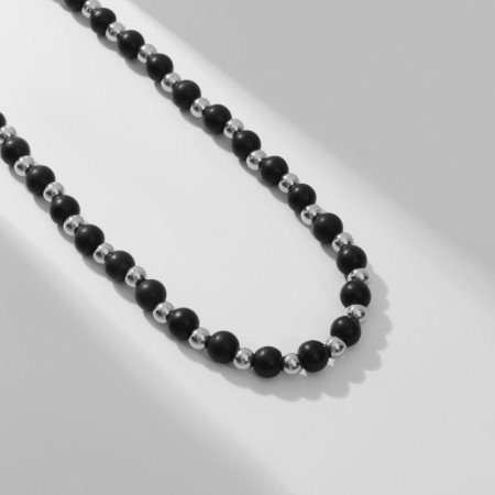 Unisex "Atlant" beads, black-silver color, 70 cm