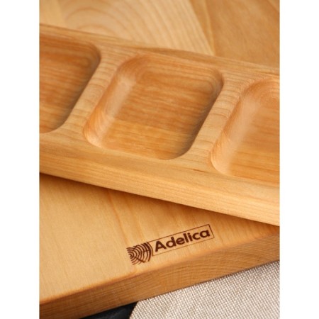 Gift set of ADELICA wooden dishes, cutting board, exchange 3 sections, oil as a gift 100 ml, birch-4