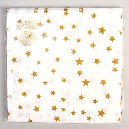 Paper “Stars” napkins, 33x33 cm, set 20 pcs., Golden color-2