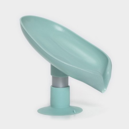 Soap dish with a drain drain, on a suction cup, 12.5 × 9 × 10 cm, turquoise color-1