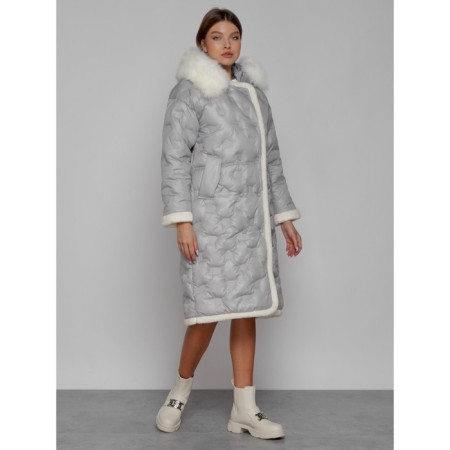 Coat insulated winter feminine, size 48, color light gray-2