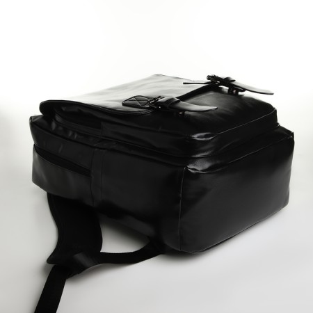 City backpack on a zipper, black color-4