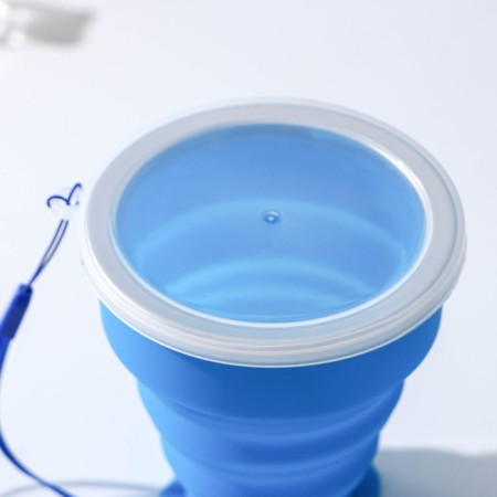 A silicone cup folding with a lid of the Aille, 200 ml, 8.5 × 9 cm, blue color-2