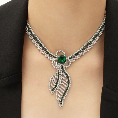 Set 2 objects: earrings, necklace "Phoenix" bend, white-idle color in silver, 35 cm-4