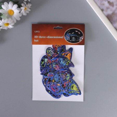 Stick paper, plastic "butterflies on Halloween" Blue set 12 pcs-2