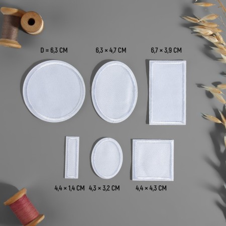 Clothing patch, heat -muffle, 6 pcs, white color