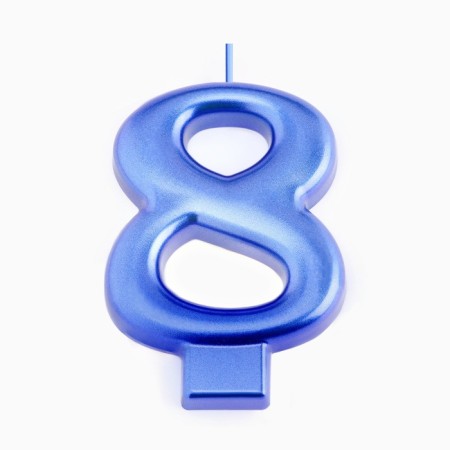 Candle for the Cake "European Giant", number 8, 7 cm, blue metallic-2
