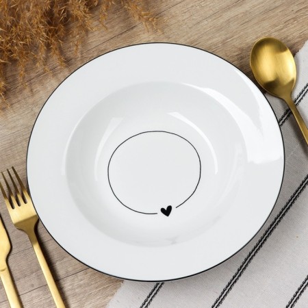Deep plate of ceramic "with love", 22.4 cm, 300 ml, white color-1