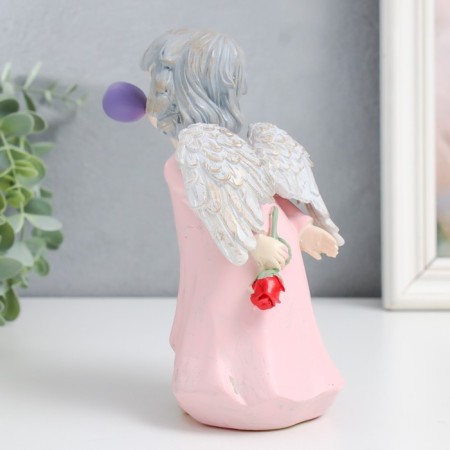 Souvenir Polystone "Angel with a rose, pouts a bubble" 8x8x18 cm-4