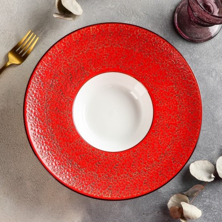 Porcelain plate for the paste Wilmax Splash, 250 ml, d = 27 cm, the color is red-1