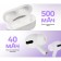 Wireless headphones Windigo Pro, TWS, Bluetooth 5.0, 40/500 mAh, sensor, glossy, white