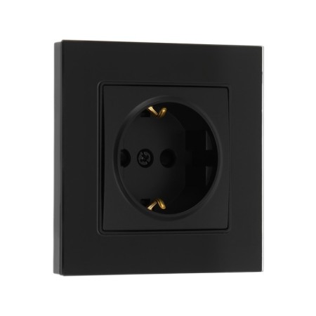 Single Tot Glossy Glass, 16 A, hidden, with salary, glass, black-1