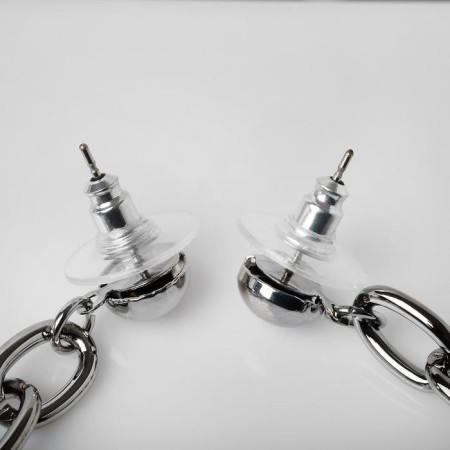 Earrings hanging "trend" rings on the chain, color gray metal-1