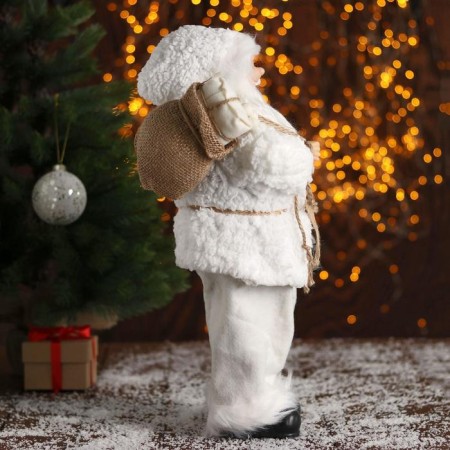 Santa Claus "in a white fur coat, with a flashlight" 43 cm-3
