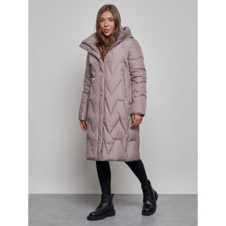 Coat insulated winter female, size 50, brown color-2