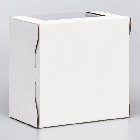 Box for cake 2 windows, with handles, white, 25 x 25 x15 cm-2