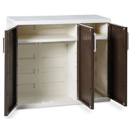 3-door cabinet, 970 x 370 x 850 mm, plastic, brown / white color-1