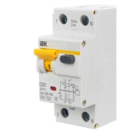Diff. automatic IEK, 1 P + N, 2 mod., C, 20 A, 30 mA, AVDT-32, MAD22-5-020-C-30-7
