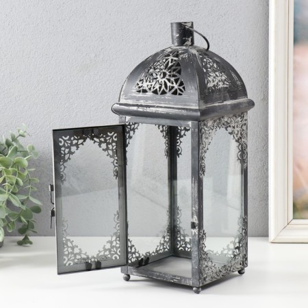 Climber Metal Lantern "Flower and Patterns" 13x13x33 cm-2
