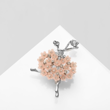 Brooch "Ballerina" Femininity, pink color in silver-2