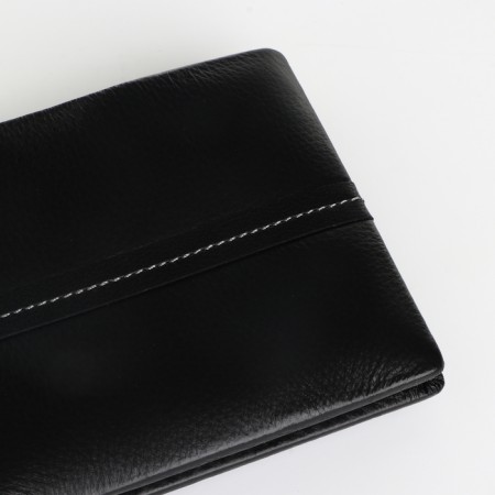 Male purse for magnet, clip for bills, separation for SIM cards, black color-2
