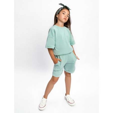 Children's jump (T-shirt, shorts), height 92-98 cm, mint color