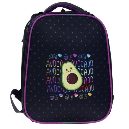 School backpack 38 x 30 x 16 cm, ergonomic back, stavia "avocado", black/lilac-1