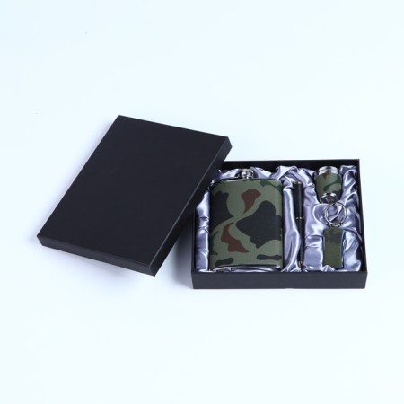 Gift set 5 in 1 "khaki": flask 270 ml, pen, opener, 2 glasses,-2