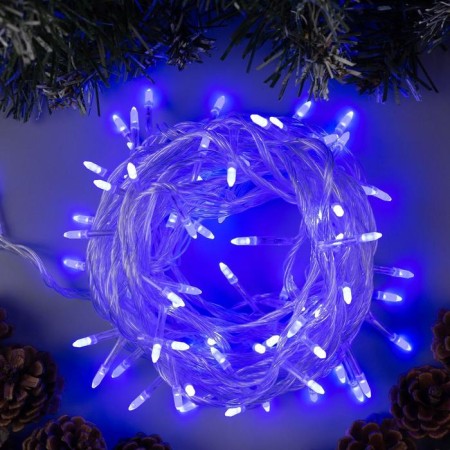 Garland “thread” 10 m with nozzles “needle”, IP20, transparent thread, 100 LED, glow blue, 8 modes, 220 V