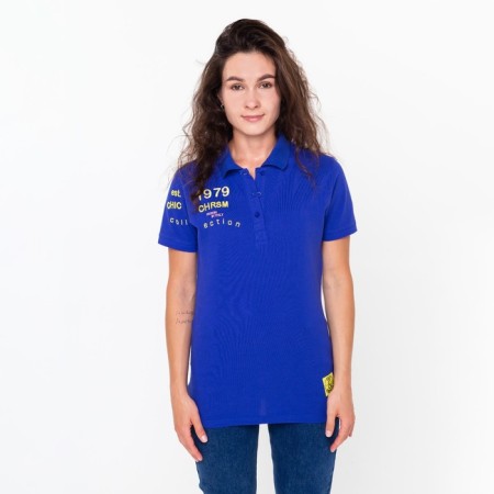 T-shirt is female, color bright blue, size 44 (m)