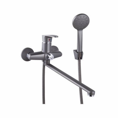 Bath mixer PLSTART PL2205-17, single-leaf, pouring 320 mm, with shower set, graphite 96866