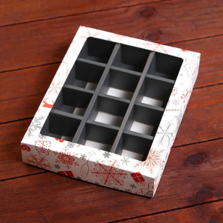 New Year. Box for 12 sweets "Gifts", 19 x 15 x 3.6 cm, confectionery packaging-5