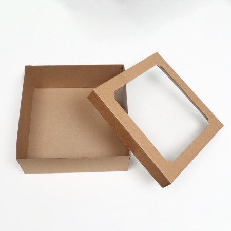 Self -charged box, with a window, brown, 30 x 30 x 12 cm-2