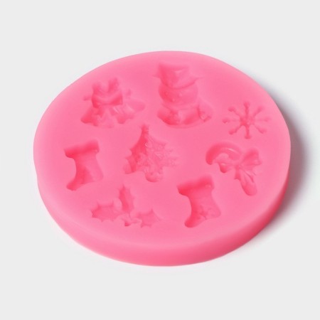 Silicone Mold "New Year's paraphernalia", 6.5 × 6.5 cm, pink color-1