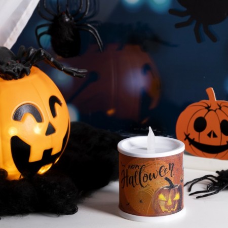 LED figure "Candle with a ghost" 7.5 × 10 × 7.5 cm, plastic, batteries AG13x3, glow warm white-1