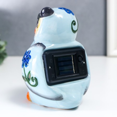 Souvenir Ceramics Light "Blue Filin with Flower" from the solar battery 13.5x9.5 cm-4