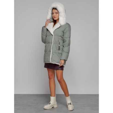 Women's winter jacket, size 52, light green color-4