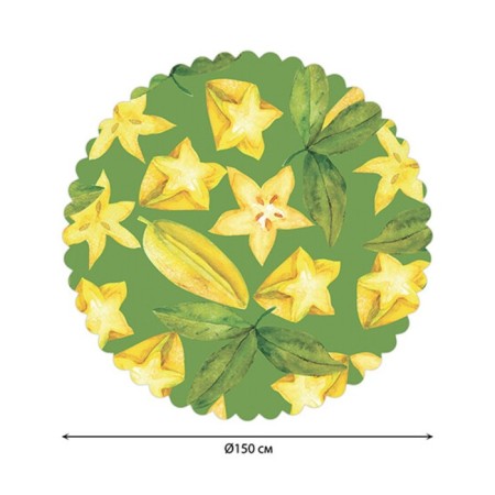 Gabel on the table "Tropical carambola", round, Saten, d = 150 cm-1