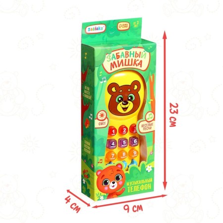 Musical phone “Funny Bear”, light effects, Russian voice acting, works from batteries-5