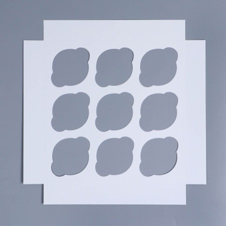Capcake box, confectionery packaging with a window, 9 rose cells, 25 x 25 x 10 cm-5