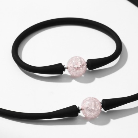 Set 2 objects: chocker, bracelet "sugar" rubber, light pink color-1