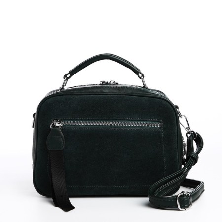 Women's bag, 23*9*18, 2 lightning department, 2 n/pocket, belt long, suede, green