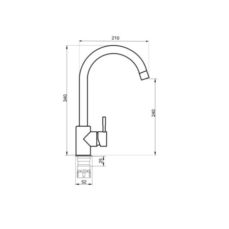 Kitchen mixer "RMS" SUS124BGK-017F, 35 mm cartridge, stainless steel, beige-1