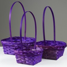 Set of wicker baskets, D19x9/32 cm, d22x9.5/34 cm, d25x10/36 cm, 3pcs, purple, bamboo
